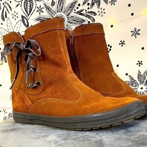 Keds leather suede lace up booties